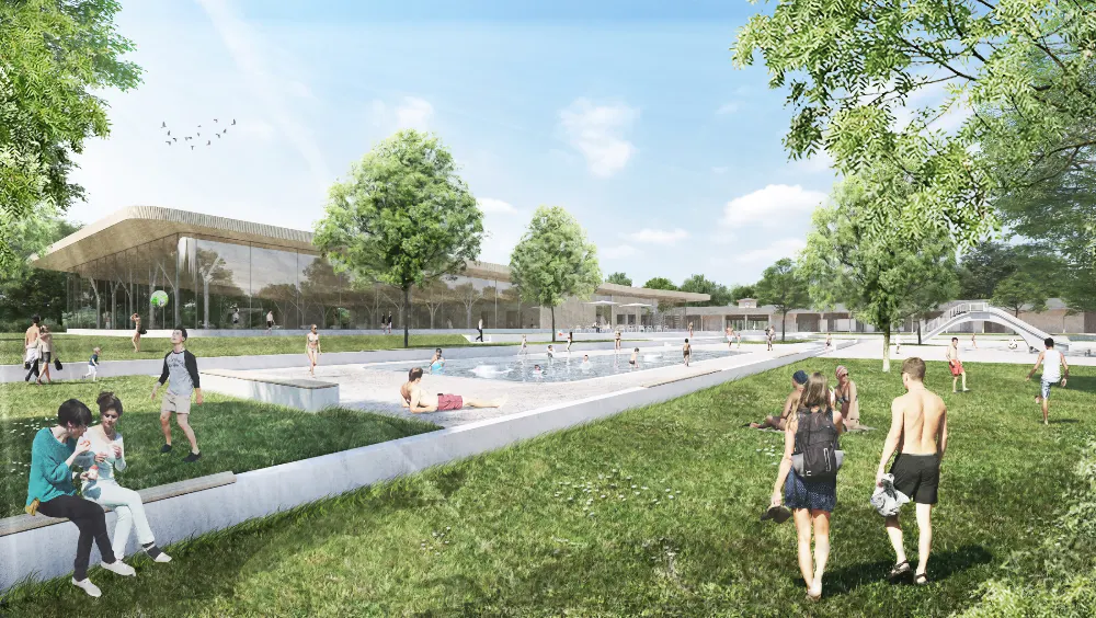 Grafik: Entwurf Kombibad von Lehmann Architekten